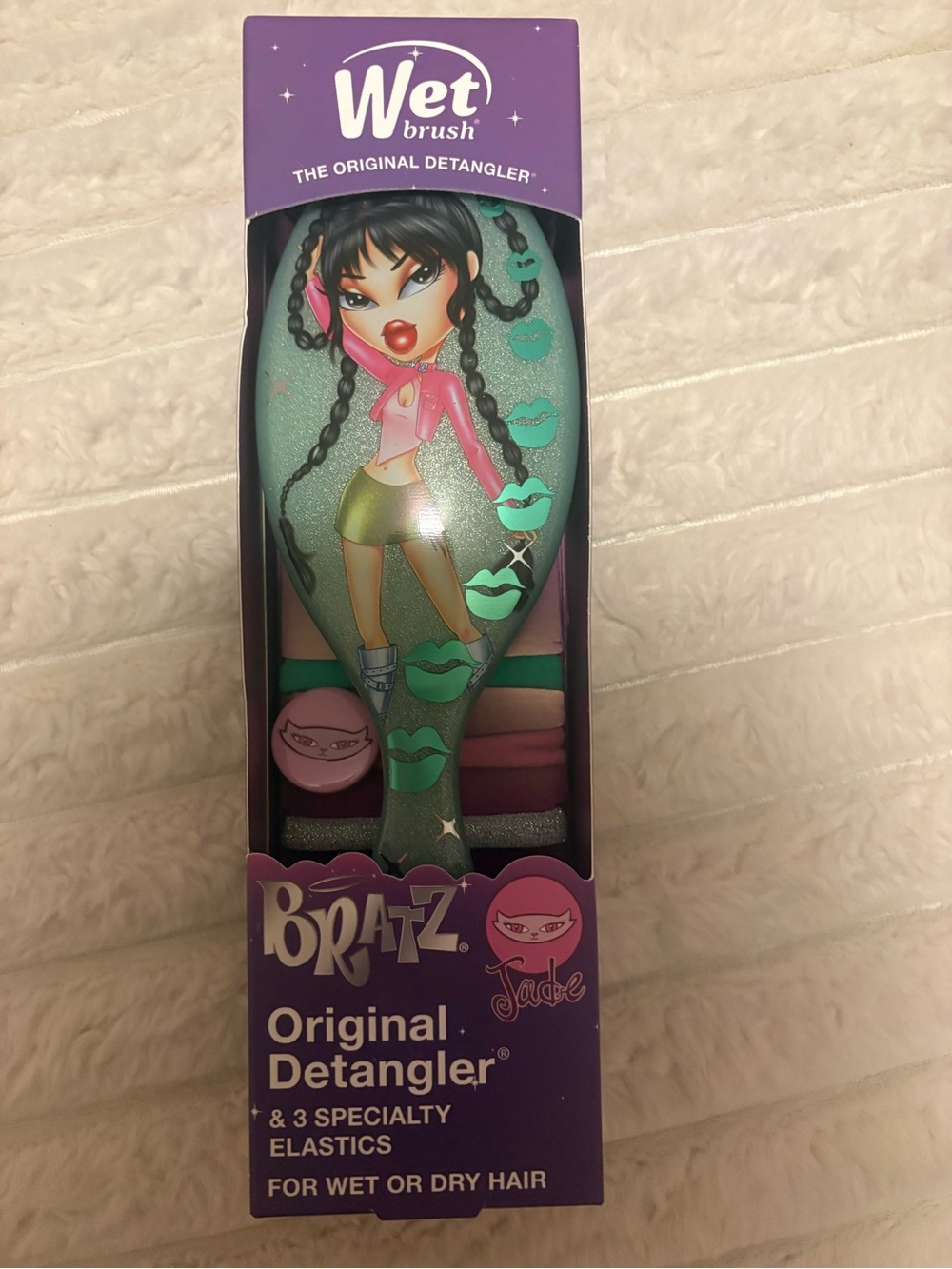 Wet Brush x Bratz Jade Original Detangler Hair Brush + Elastics NWT